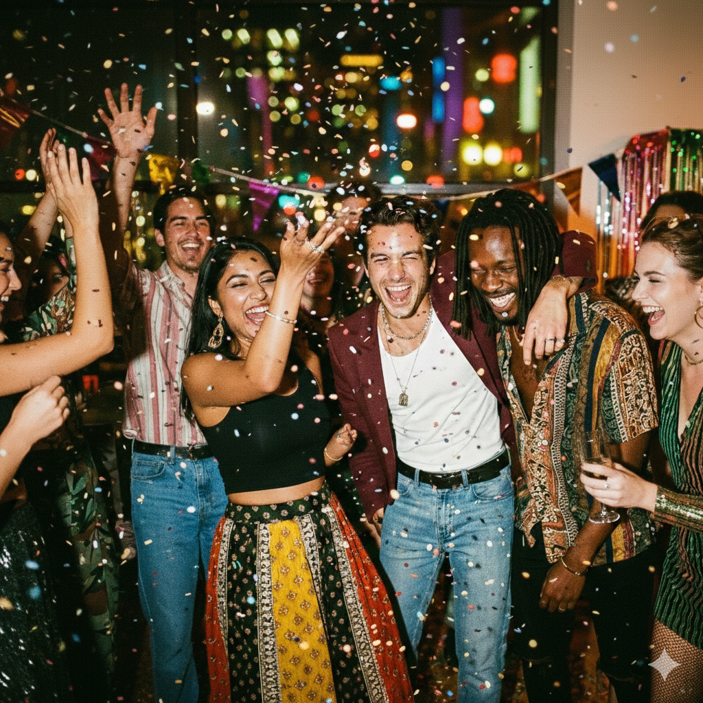 Friends celebrating at a party